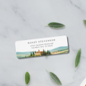 トスカーナの水彩イラストレーション結婚スカイライン ラベル