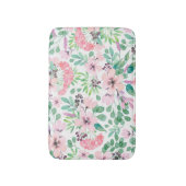 トスカーナの水彩ピンクの花のパターン バスマット (正面縦)