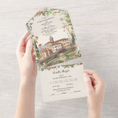 トスカーナの水色イタリアの目的地の結婚式 オールインワン招待状 (貼ってはがせる)