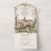 トスカーナの水色イタリアの目的地の結婚式 オールインワン招待状 (内側)