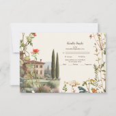 トスカーナの水色イタリアの目的地の結婚式 出欠カード (正面)
