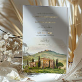 トスカーナの水色イタリアの目的地の結婚式 箔招待状