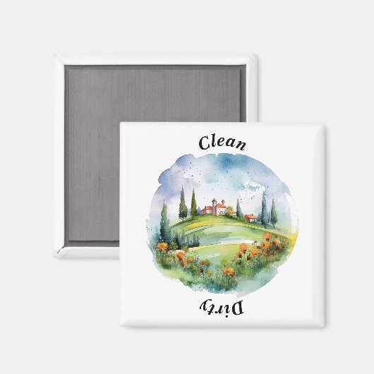トスカーナの田舎の水の色クリーン食洗機 マグネット (正面/裏面)