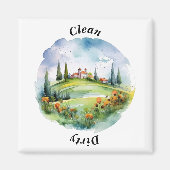 トスカーナの田舎の水の色クリーン食洗機 マグネット (正面)