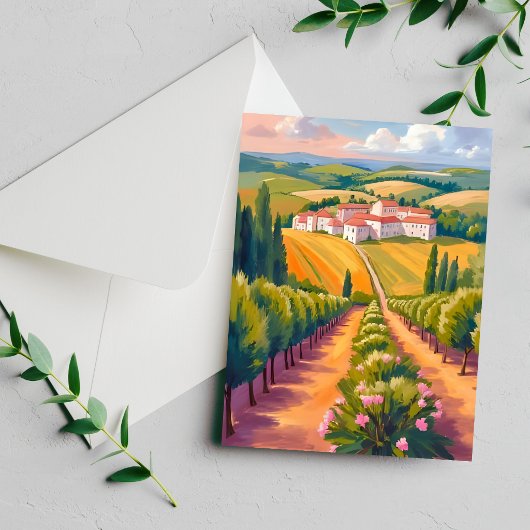 トスカーナの田舎風景 水彩 イタリア 絵画カード