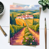 トスカーナの田舎風景 水彩 イタリア 絵画カード