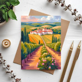 トスカーナの田舎風景 水彩 イタリア 絵画カード