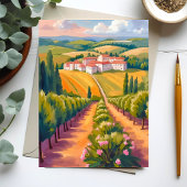 トスカーナの田舎風景 水彩 イタリア 絵画カード