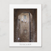 トスカーナの白い文字はがきで洗濯物を干す ポストカード (正面)