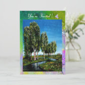 トスカーナの白樺の木たち,黄色 緑 紫色のきらきら 招待状 (スタンド正面)