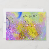 トスカーナの白樺の木たち,黄色 緑 紫色のきらきら 招待状 (裏面)