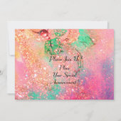 トスカーナの白樺の木, 緑、ピンク、ゴールドのきらきら 招待状 (裏面)