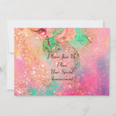 トスカーナの白樺の木, 緑、ピンク、ゴールドのきらめき 招待状 (裏面)