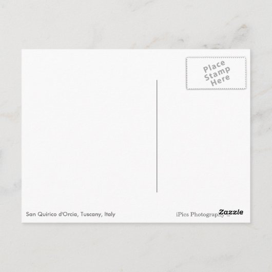 トスカーナの秋の風景とヒノキ ポストカード (裏面)