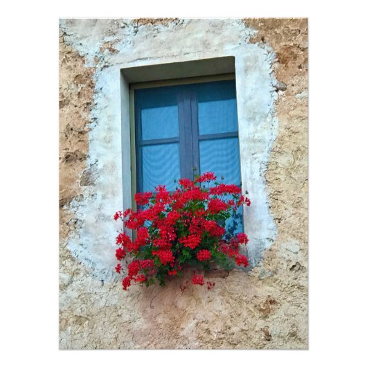 トスカーナの窓のゲラニウム フォトプリント (正面)