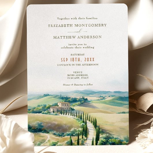 トスカーナの結婚夢の景色 招待状