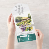 トスカーナの結婚水彩葡萄畑イタリアンワイナリー オールインワン招待状 (貼ってはがせる)