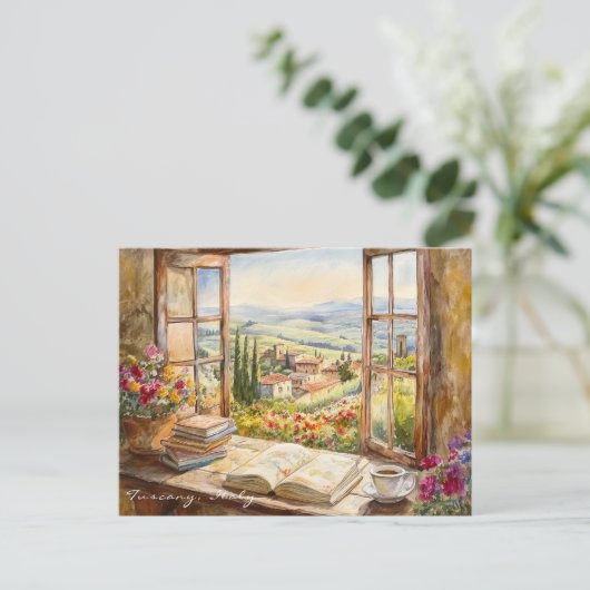 トスカーナの絵を描景観 |イタリア旅行アート ポストカード (スタンド正面)