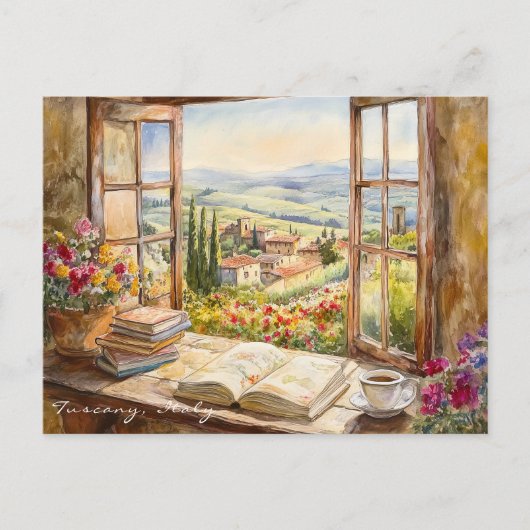 トスカーナの絵を描景観 |イタリア旅行アート ポストカード (正面)