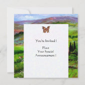 トスカーナの緑の丘陵のある風景 招待状 (裏面)