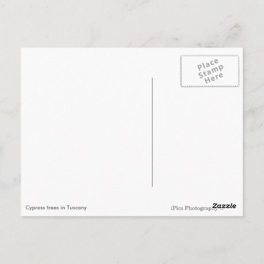 トスカーナの縦葉書のヒノキの木 ポストカード (裏面)