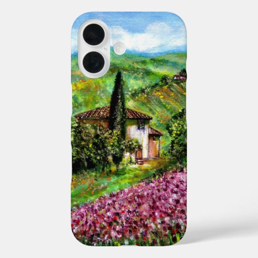 トスカーナの虹彩、紫色の花畑の風景 Case-Mate iPhoneケース (裏面)