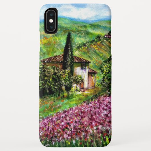 トスカーナの虹彩、紫色の花畑の風景 Case-Mate iPhoneケース (裏面)