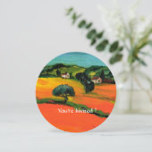 トスカーナの風景とひまわり オレンジ 黒 招待状 (スタンド正面)