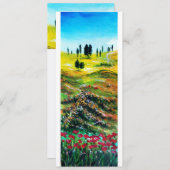 トスカーナの風景とポピー , 白 招待状 (正面/裏面)