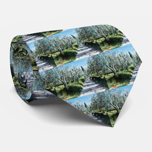トスカーナの風景のオリーブの木 ネクタイ (ロール)