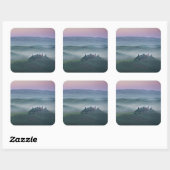 トスカーナの風景のステッカーの上のピンクの日の出 スクエアシール (シート)