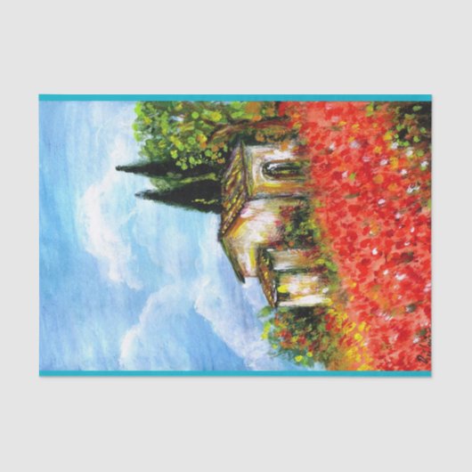 トスカーナの風景のポピー 薄葉紙 (正面)