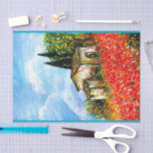 トスカーナの風景のポピー 薄葉紙 (クラフト)