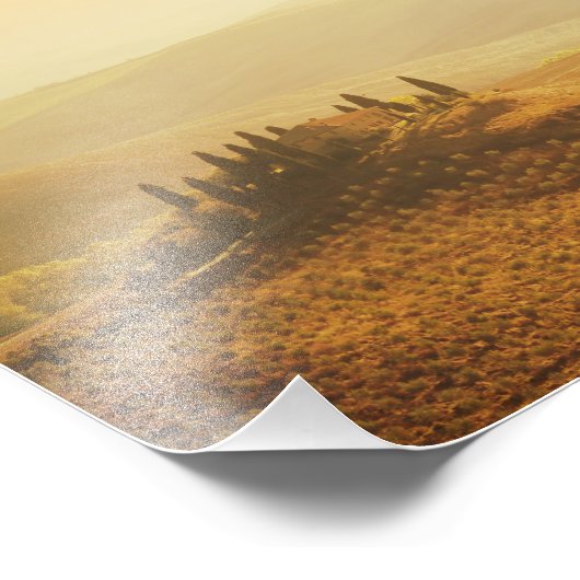 トスカーナの風景の上の日の出の写真プリント フォトプリント            (角)