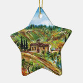 トスカーナの風景の古い農家 セラミックオーナメント (左)