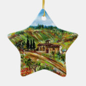 トスカーナの風景の古い農家 セラミックオーナメント (裏面)