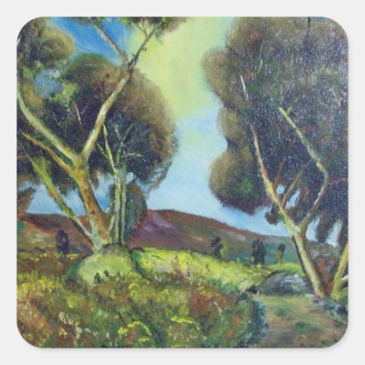 トスカーナの風景の松果樹 スクエアシール (正面)
