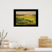 トスカーナの風景の白い道路ブラックポスタープリント ポスター (キッチン)