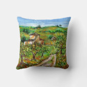 トスカーナの風景の緑の丘とオリーブの木 クッション (裏面)