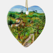 トスカーナの風景の緑の丘とオリーブの木 セラミックオーナメント (右)