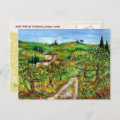 トスカーナの風景の緑の丘とオリーブの木 ポストカード (正面/裏面)