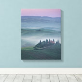 トスカーナの風景の縦のキャンバス上の日の出 キャンバスプリント (インサイチュ (ウッドフロア))