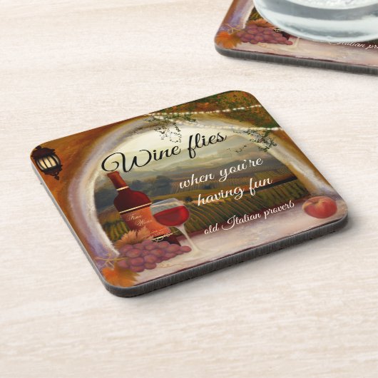 トスカーナの風景イタリアンアートワインコースター コースター (左側)