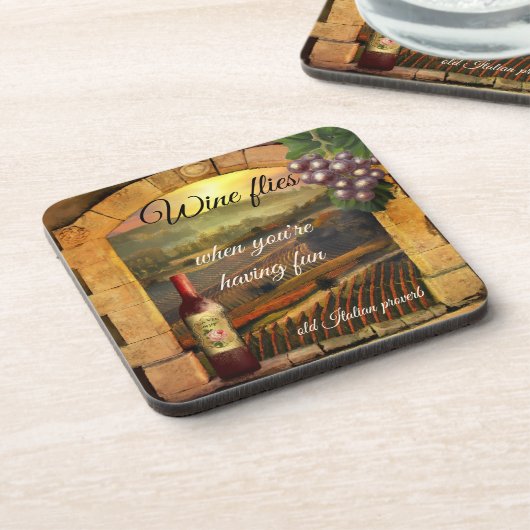 トスカーナの風景イタリアンファインアートワインコースター コースター (左側)