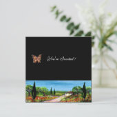 トスカーナの風景４、黄色 緑 黒 招待状 (スタンド正面)