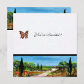 トスカーナの風景4，黄色の緑の白 招待状 (正面/裏面)