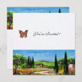 トスカーナの風景5，黄色の緑の白 招待状 (正面/裏面)