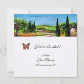トスカーナの風景5、黄色 緑 白 招待状 (裏面)