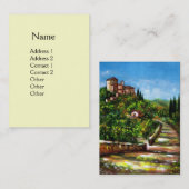 トスカーナの風景,アンティーク中世の村,クリーム 名刺 (正面/裏面)