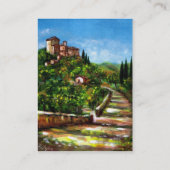 トスカーナの風景,アンティーク中世の村,クリーム 名刺 (裏面)